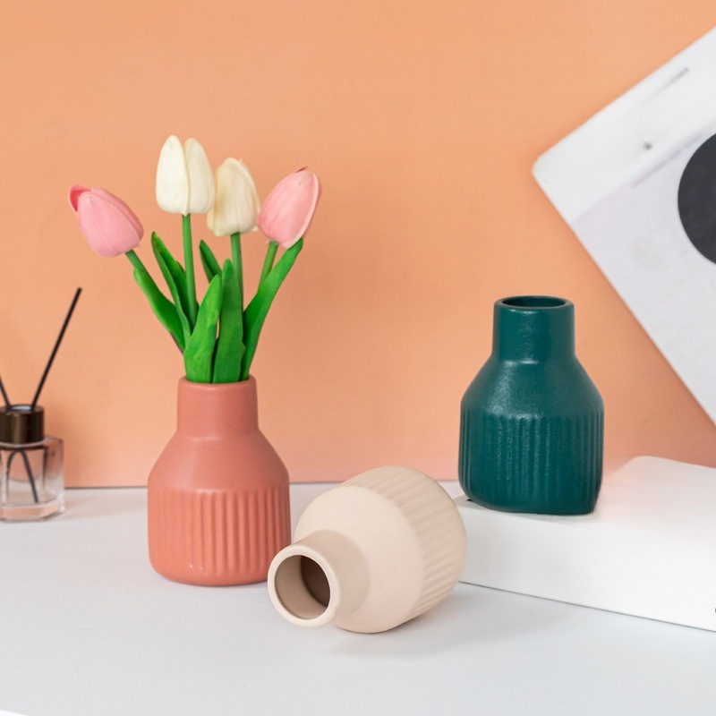 モダンスタイルマット陶器花瓶（多色展開）