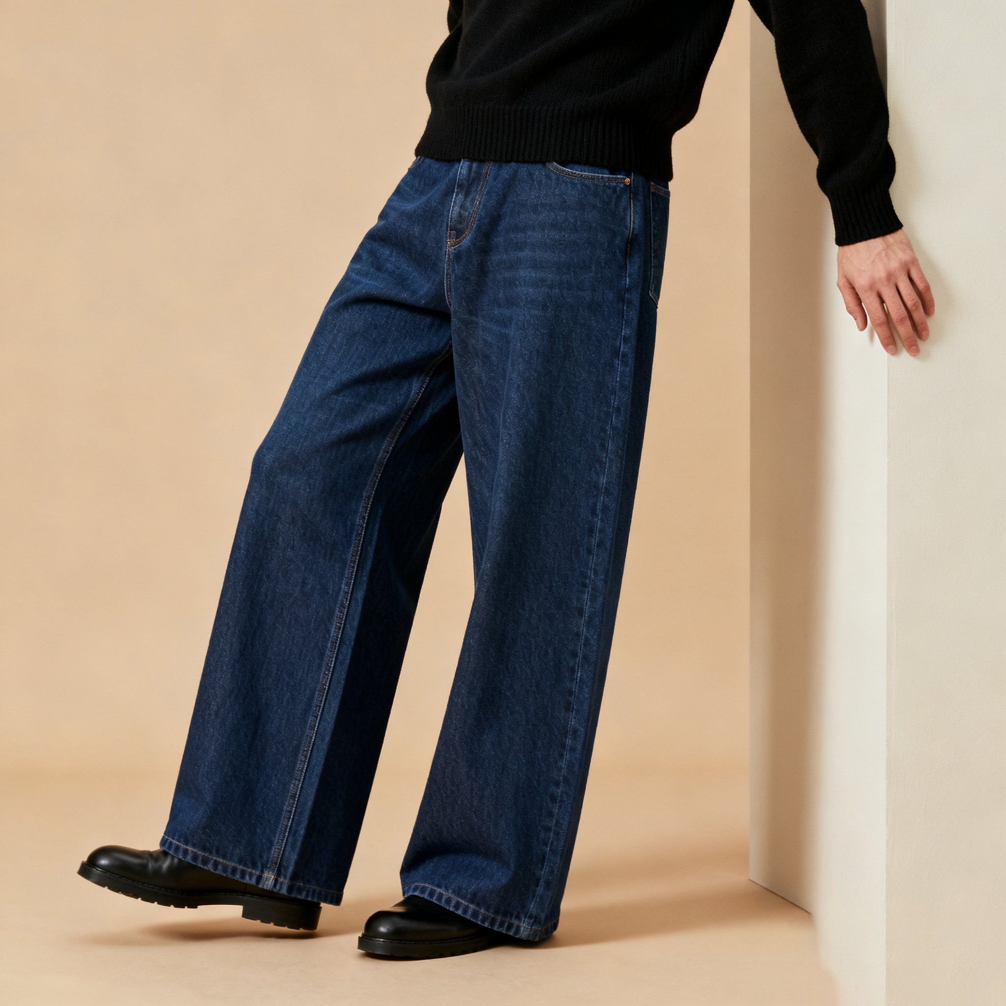 男性用ルーズフィットジーンズストレートタイプ