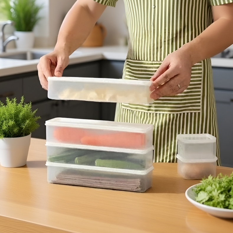 투명한 뚜껑이 있는 식품 보관함