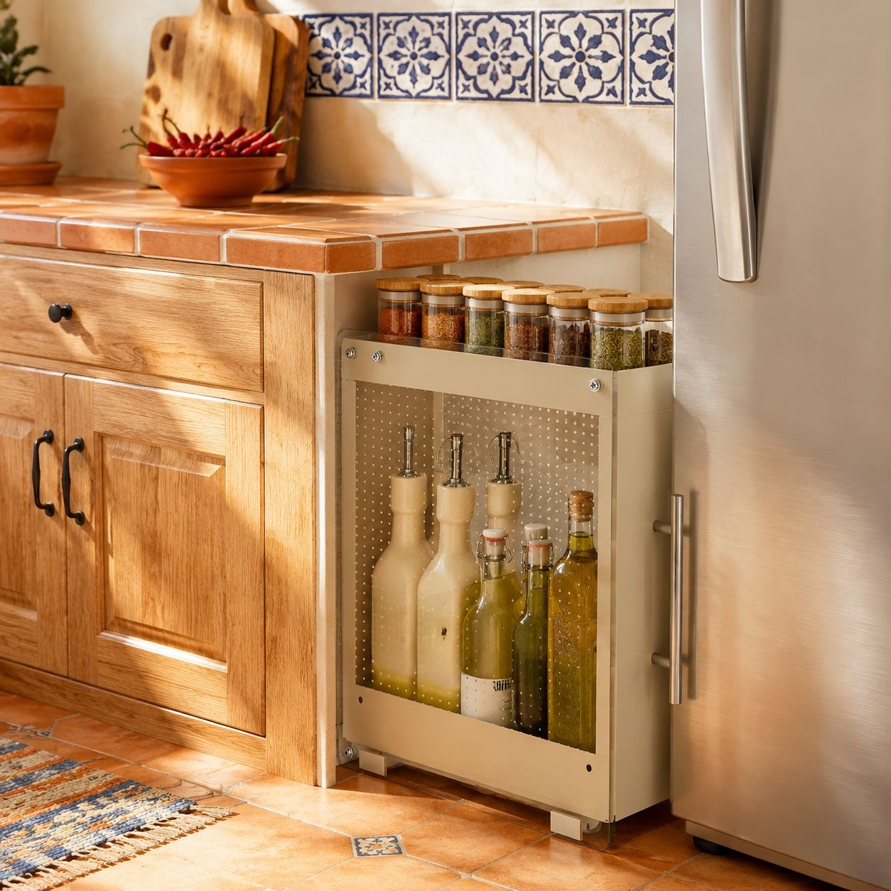 Soporte extraíble para frascos de especias de cocina