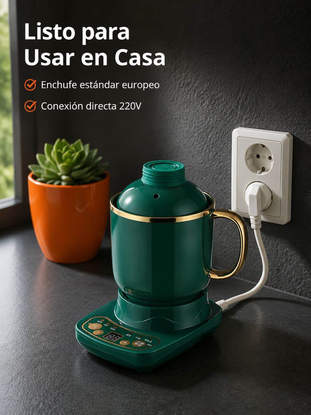 Taza eléctrica portátil para cocinar en la oficina