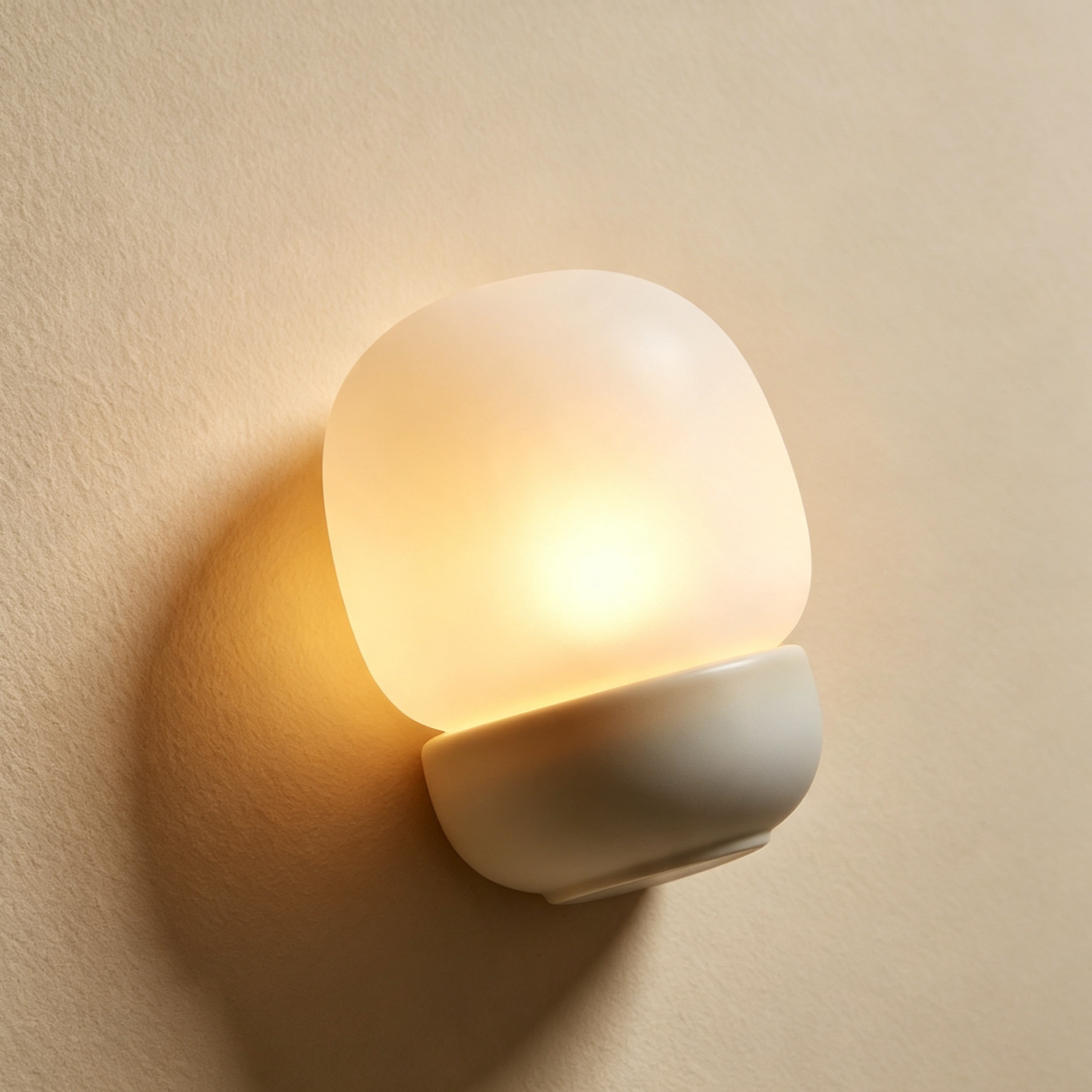 Modern ceramic wall lamp with frosted finish close-up view