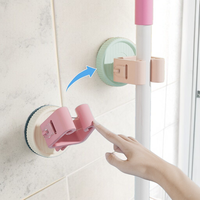 화장실 문 뒤 벽걸이 밀대걸이 편리한 빨판 펀치프리 벽걸이 벽수납 미끄럼방지 밀대걸이 벽수납선반