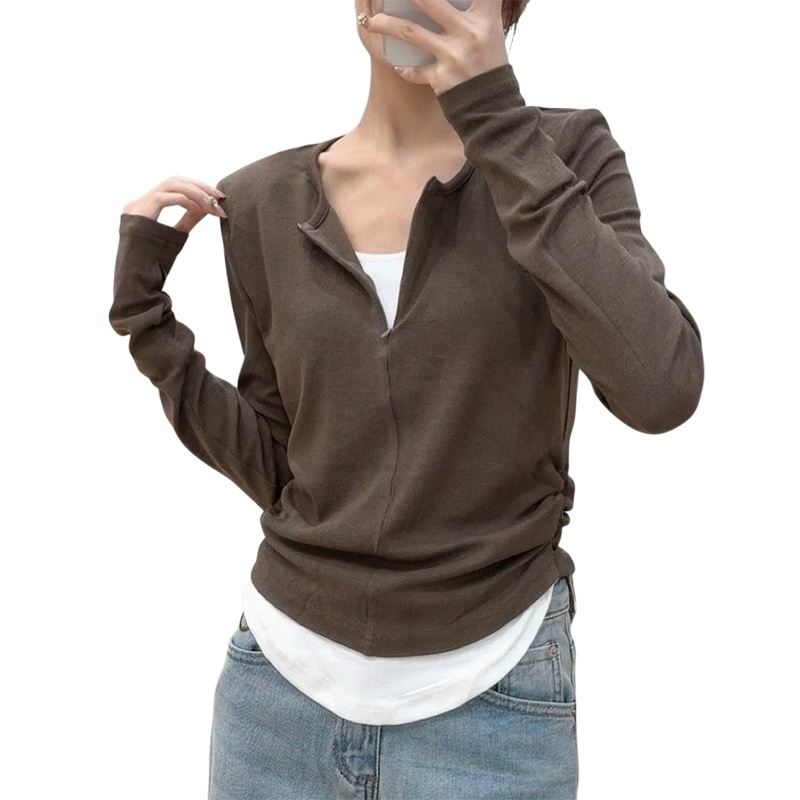 レディース重ね着風トップス