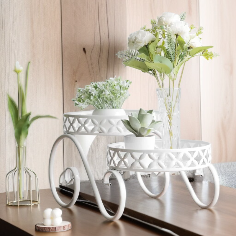 復古鐵藝花盆架高雅雙層花架