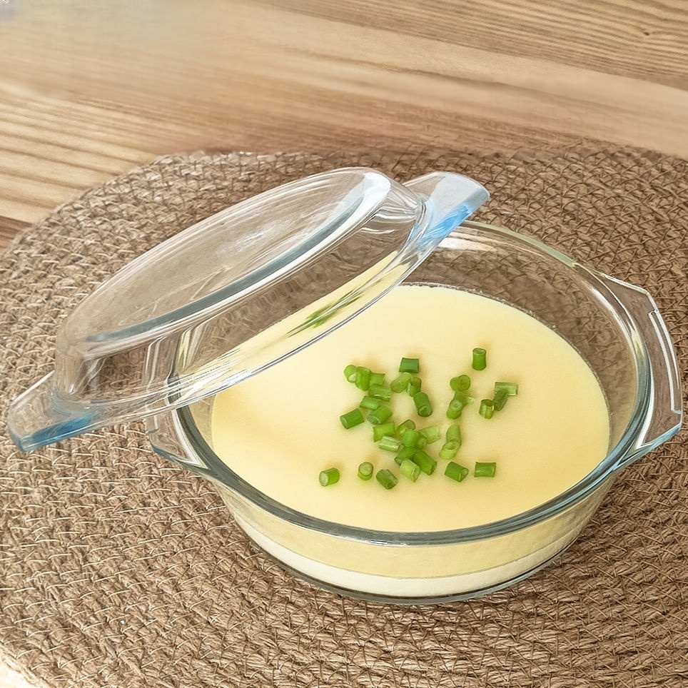 Crystal glass bowl with lid and handles
