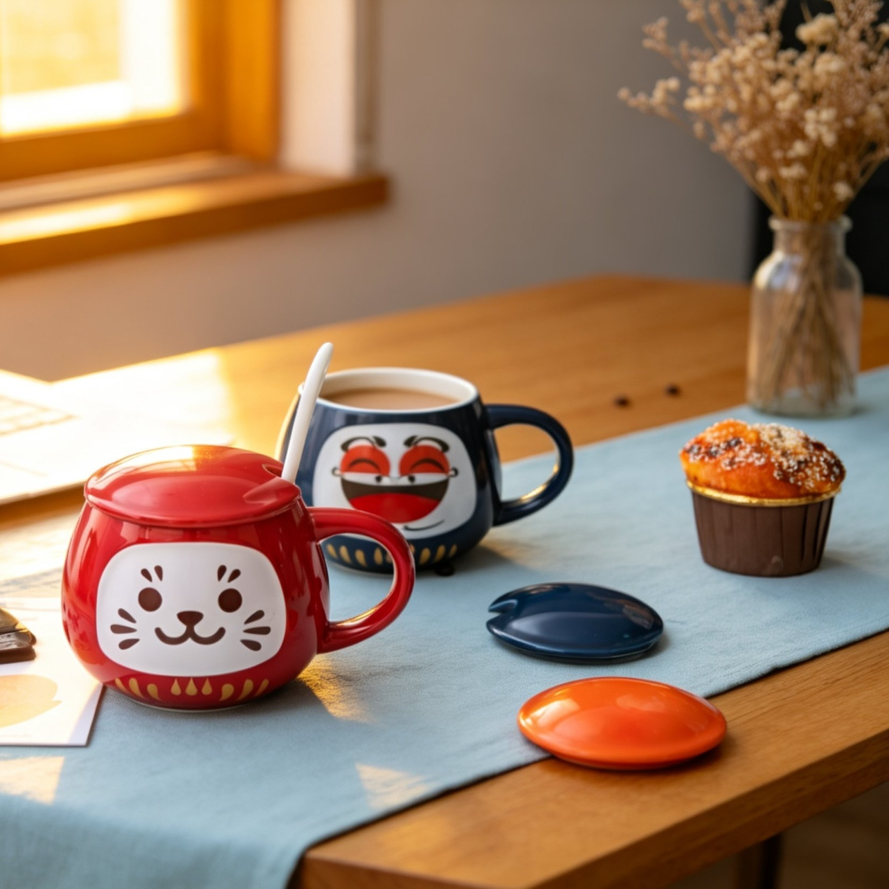 Face-painted ceramic mug