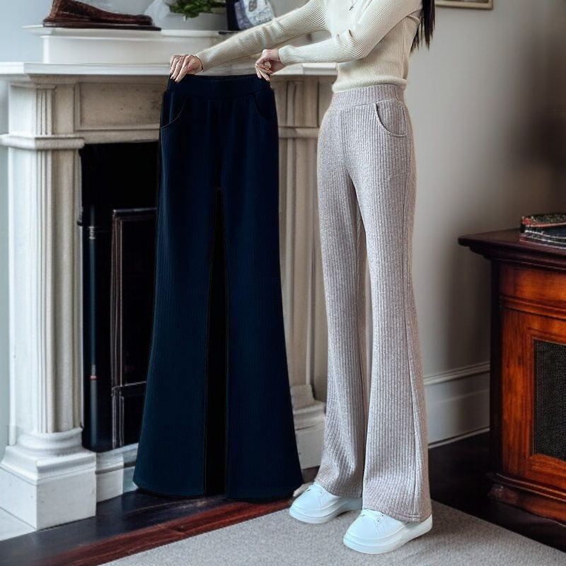 レディース厚手カジュアルフレアパンツの全体画像