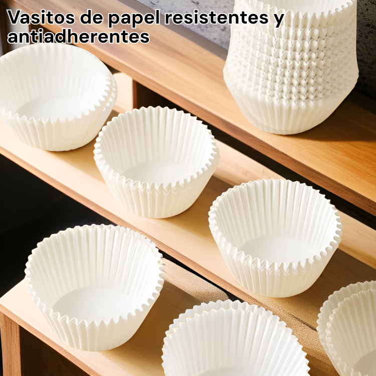 Vasitos de papel para pastel Mochi de nieve blanca (Especial para repostería)