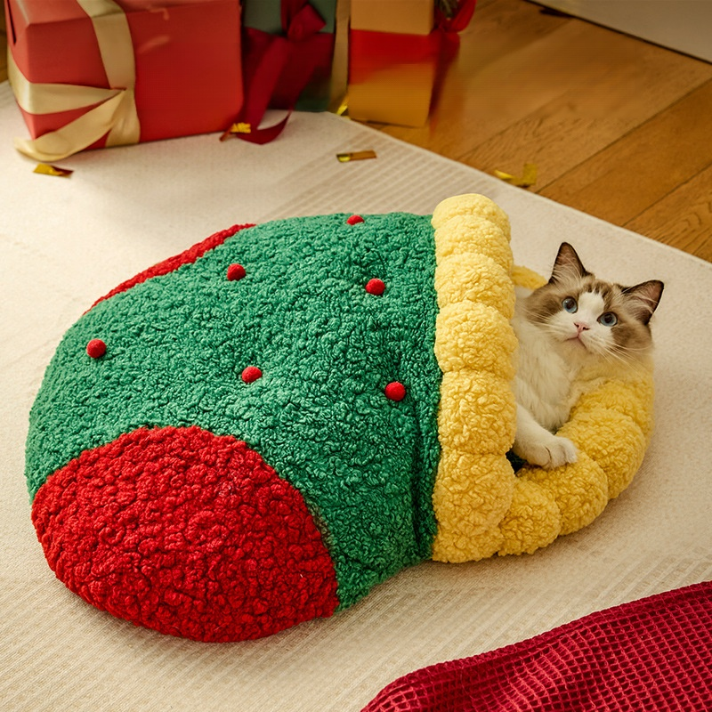 クリスマス猫用ベッド ふわふわ快眠ハウス