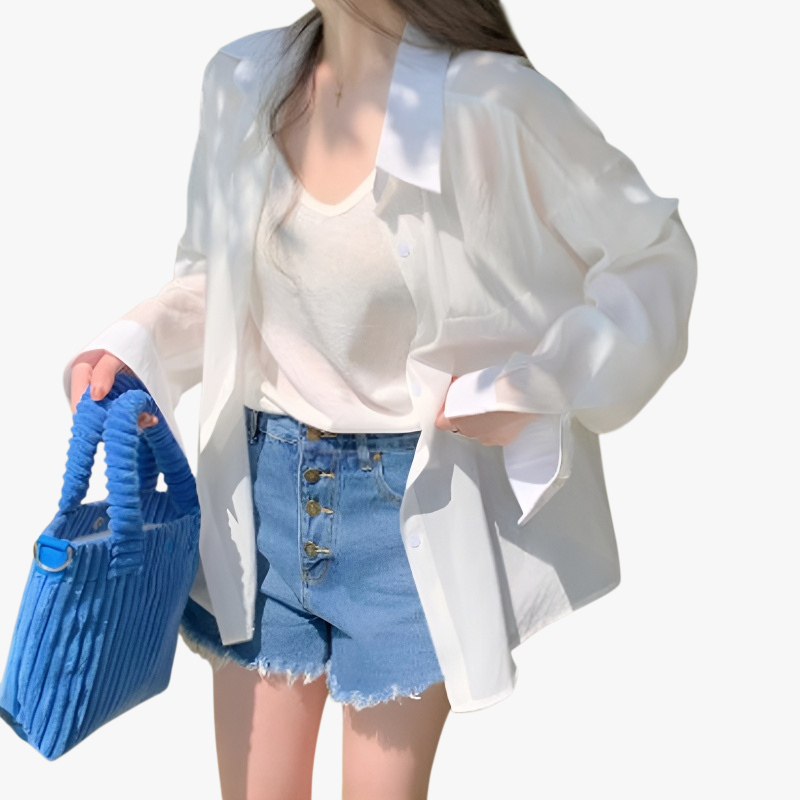 涼しくてシワになりにくい女性用シャツ（日焼け防止）