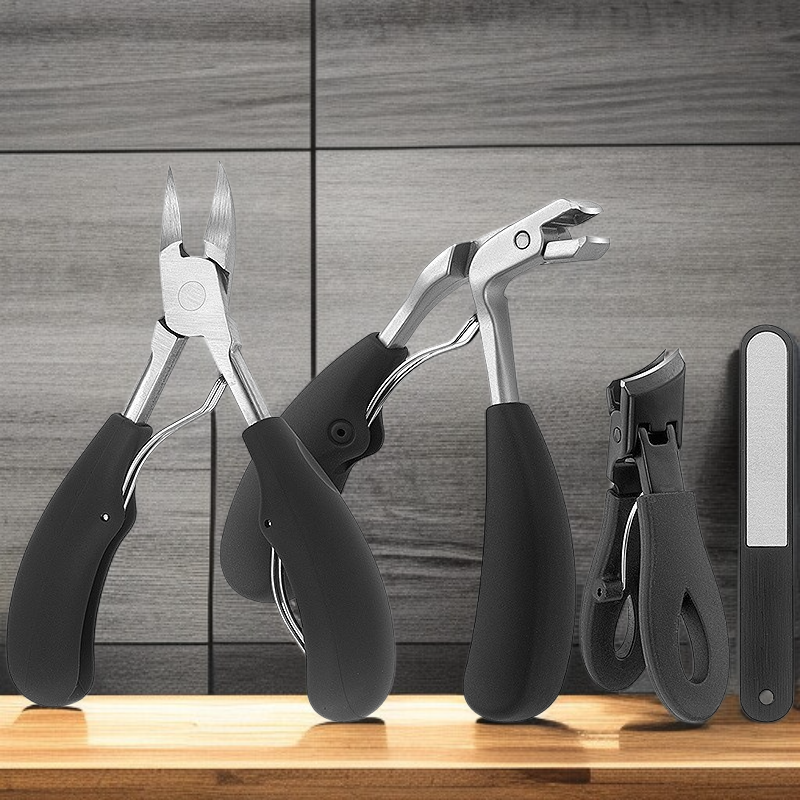 مجموعة مقصات أظافر مكونة من 5 قطع مع فتحة كبيرة وحواف مسطحة ومائلة