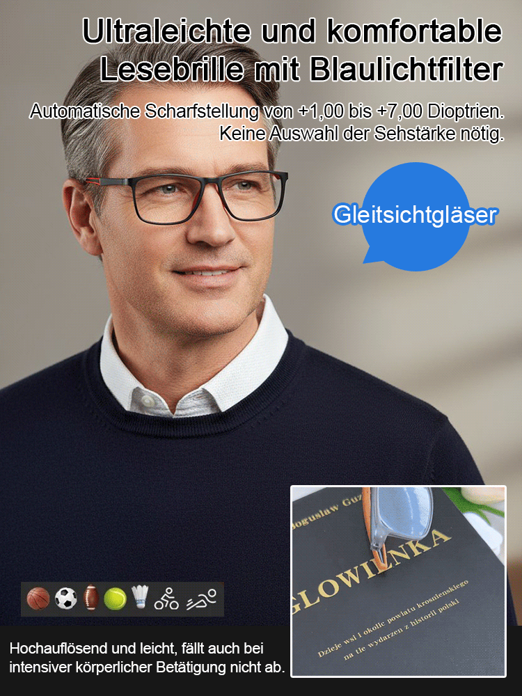 【✨️100-1000° intelligente Fokussierung】Ultraleichte und bequeme Anti-Blaulicht-Brille für Presbyopie