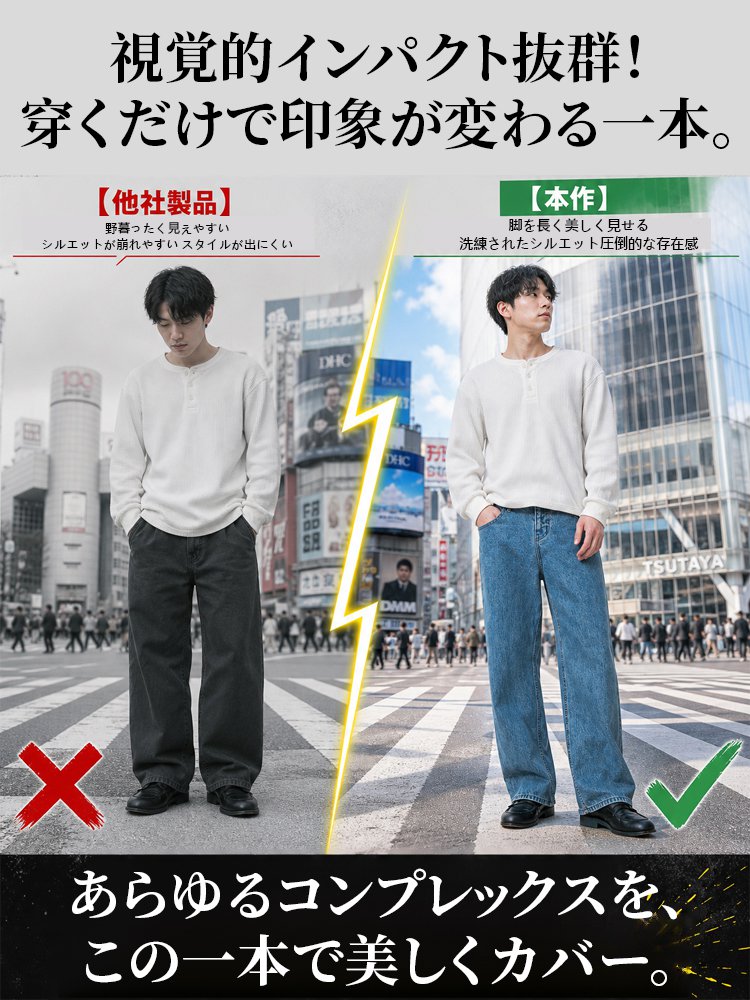 ストレート・ゆったりデニムパンツ
