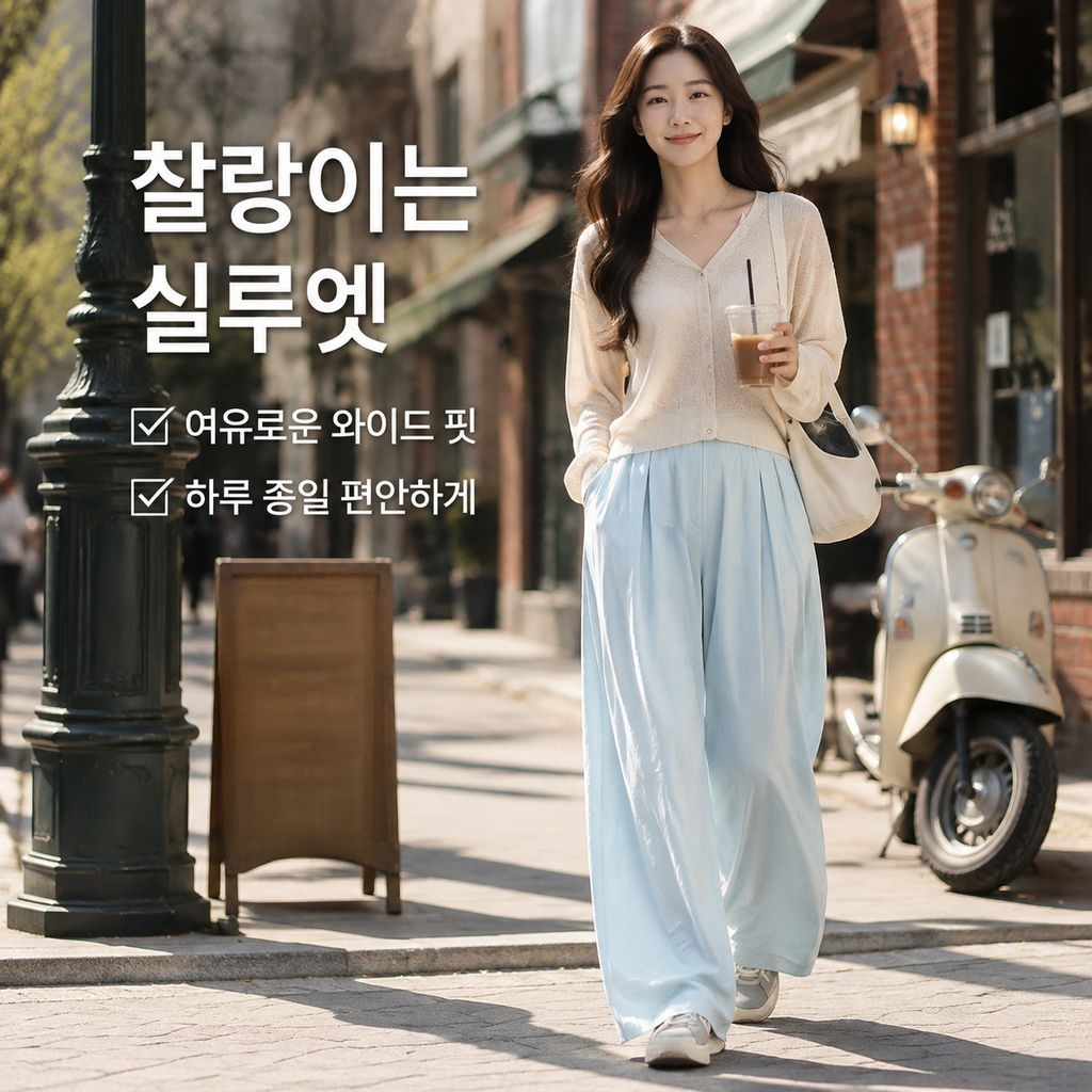 나이프 하이웨스트 와이드 팬츠