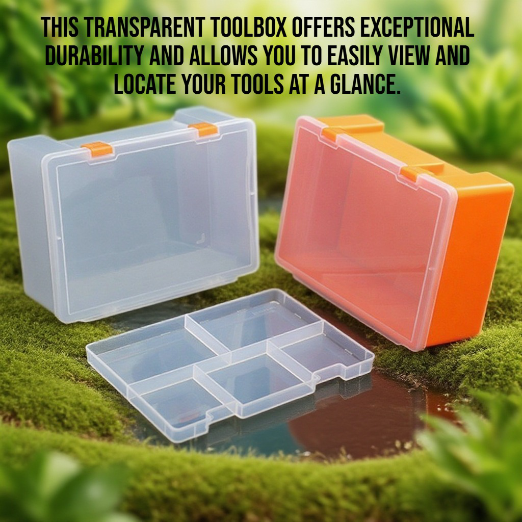 Transparent handheld double-layer thick plastic toolbox