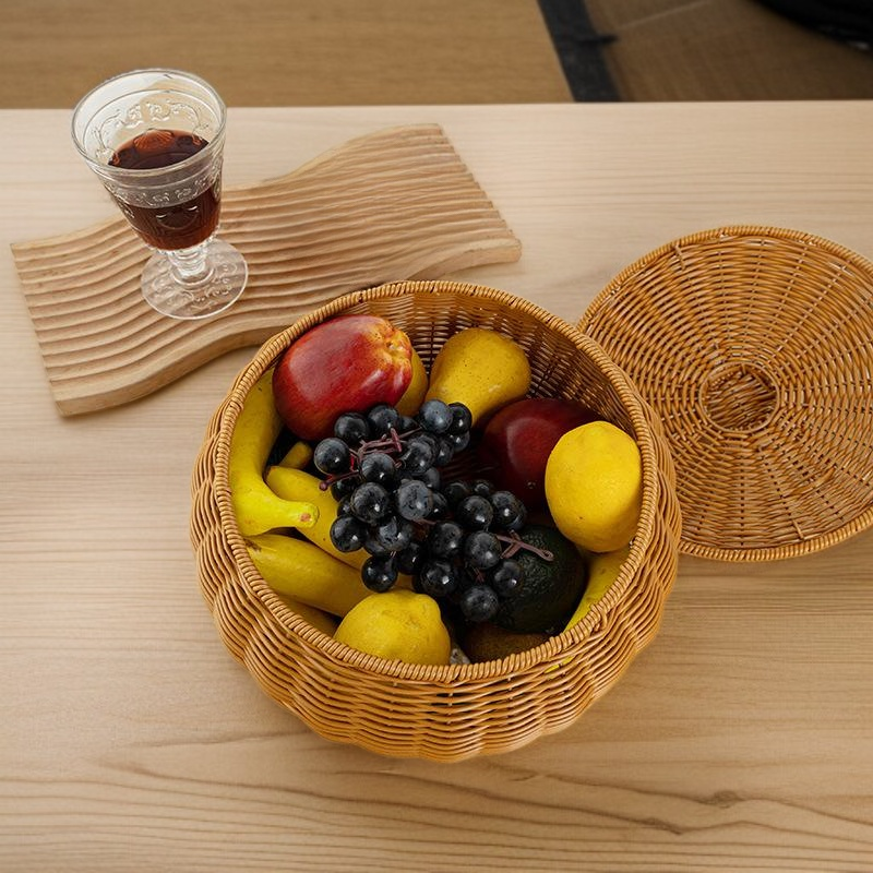 Imitation rattan storage jar with lid