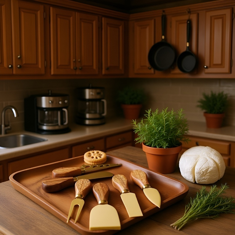 سكاكين جبن عالية الجودة بمقابض خشبية