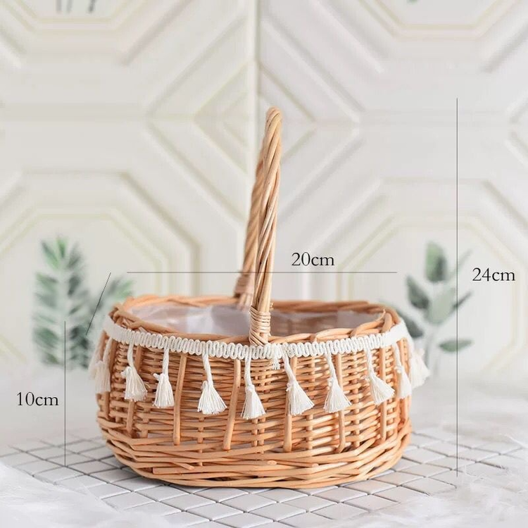 Indoor Rattan & Bamboo Woven Handheld Basket
