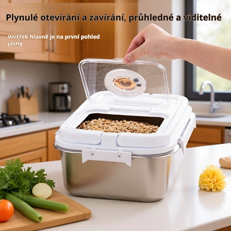 Nerezový zahuštěný vzduchotěsný víceúčelový zásobník na rýži
