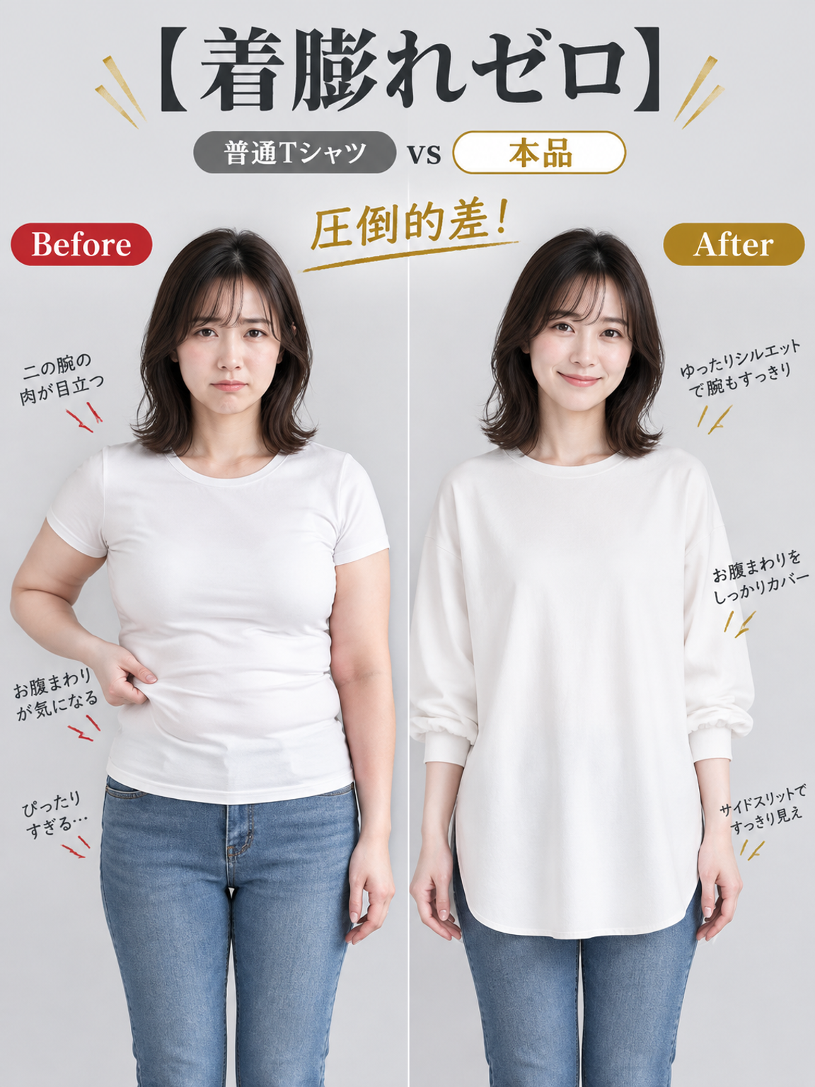 【レイヤードのマストアイテム】裏起毛カーブ裾長袖Tシャツ