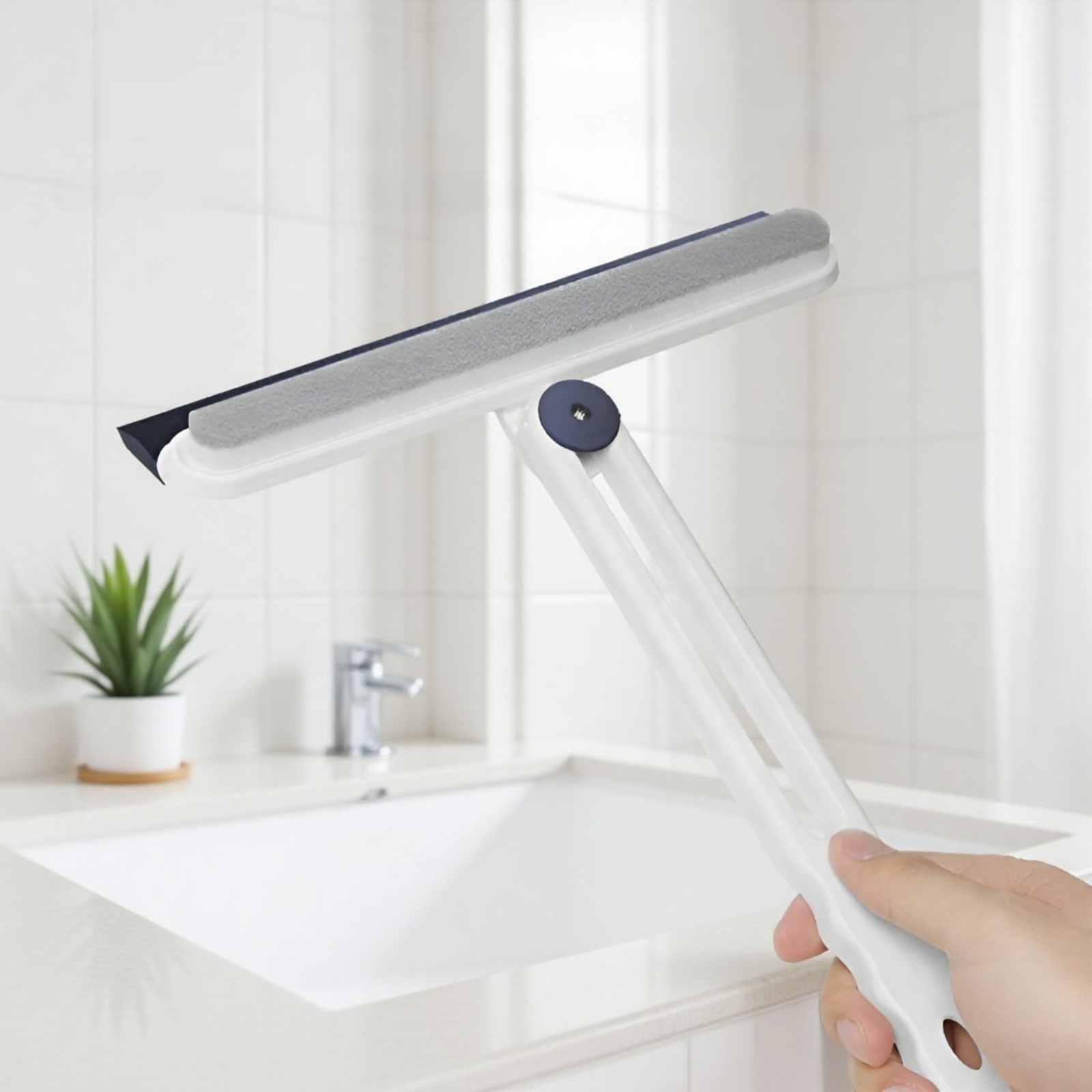 浴室用ガラススクレーパーの使用イメージ