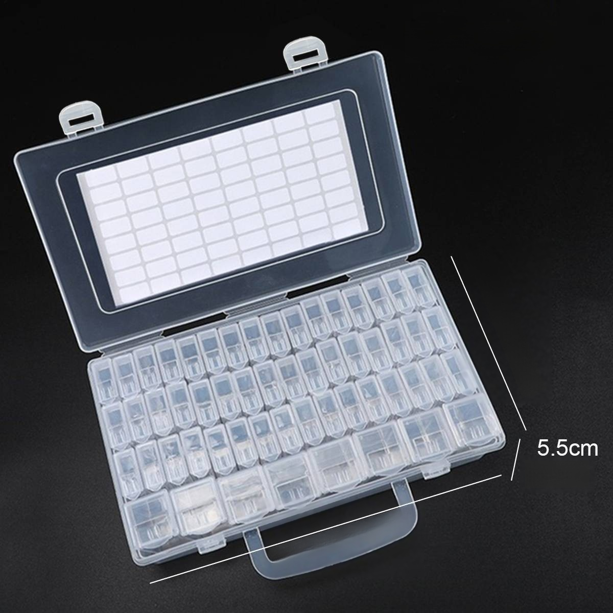 64-Compartment Transparent Storage Box for Beads