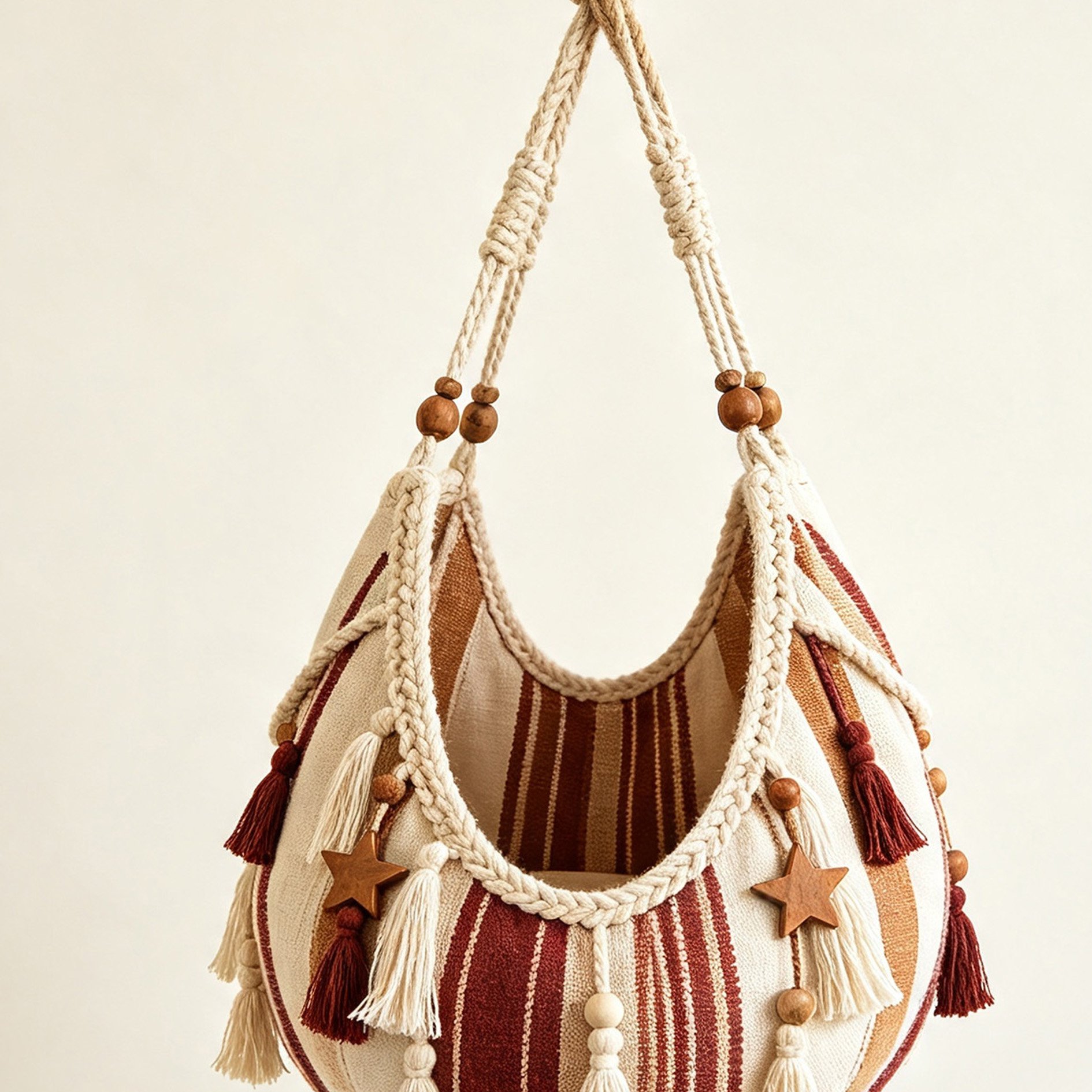Bohemian Star Tassel Pouch with star embroidery and tassel detail