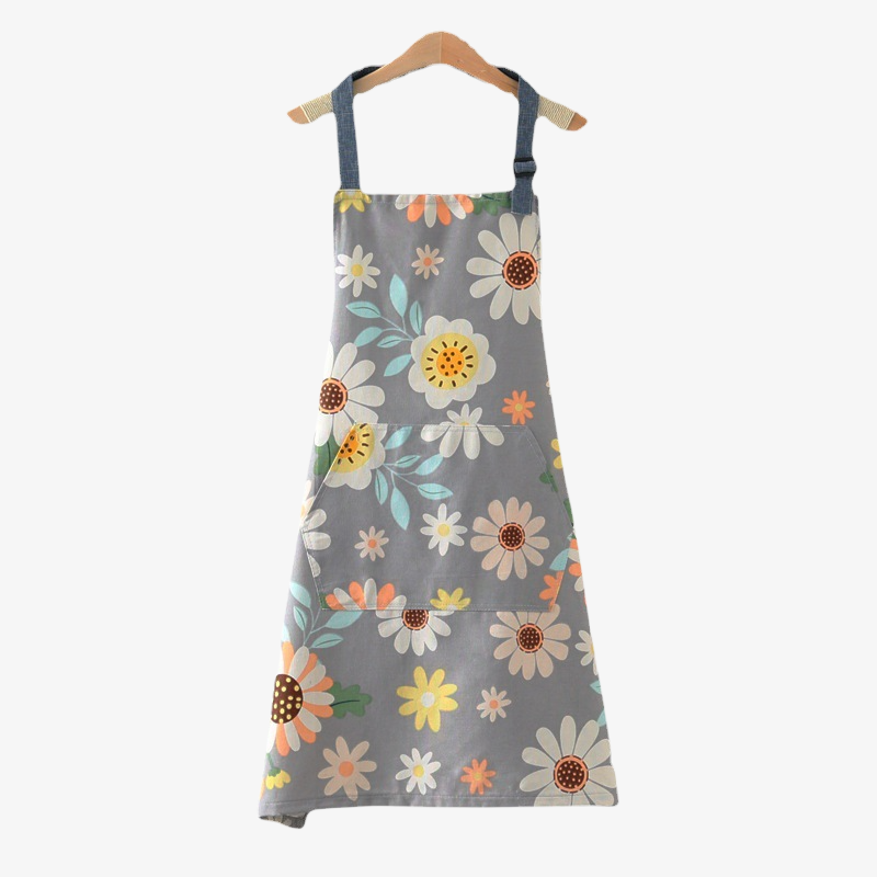 Küchenschürze aus Baumwollleinen mit Sonnenblumendesign