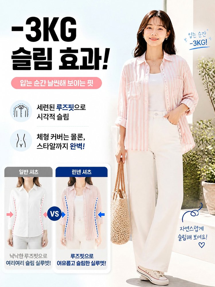 프렌치 린넨 스트라이프 셔츠
