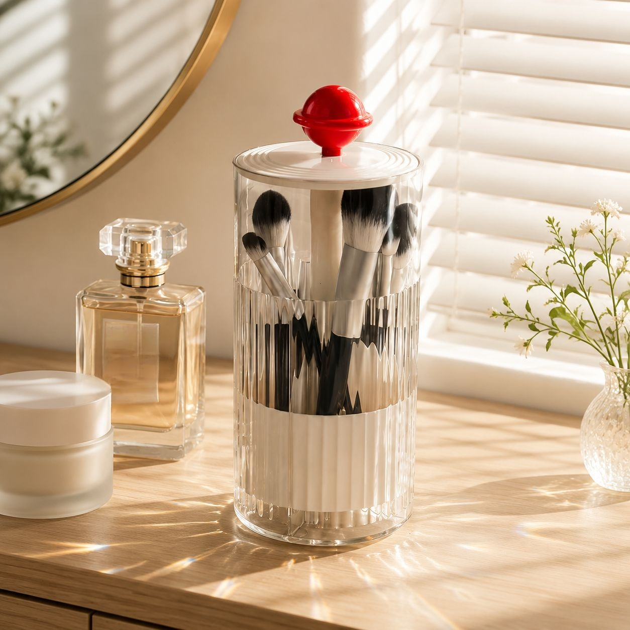 Boîte de rangement pour pinceaux de maquillage à élévation automatique
