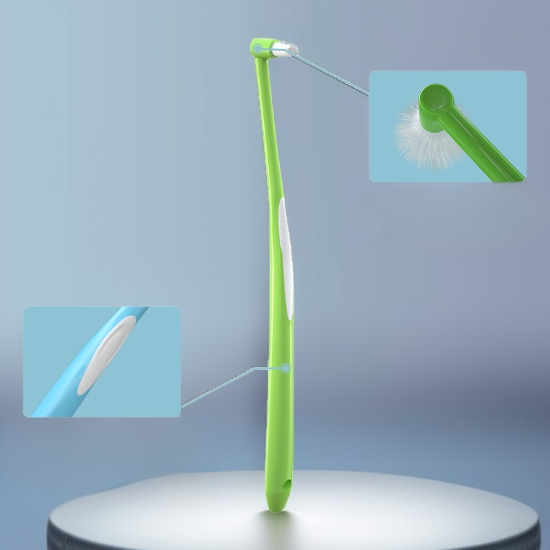 Cepillo de dientes bicolor para gatos, cabezal pequeño, limpieza interdental