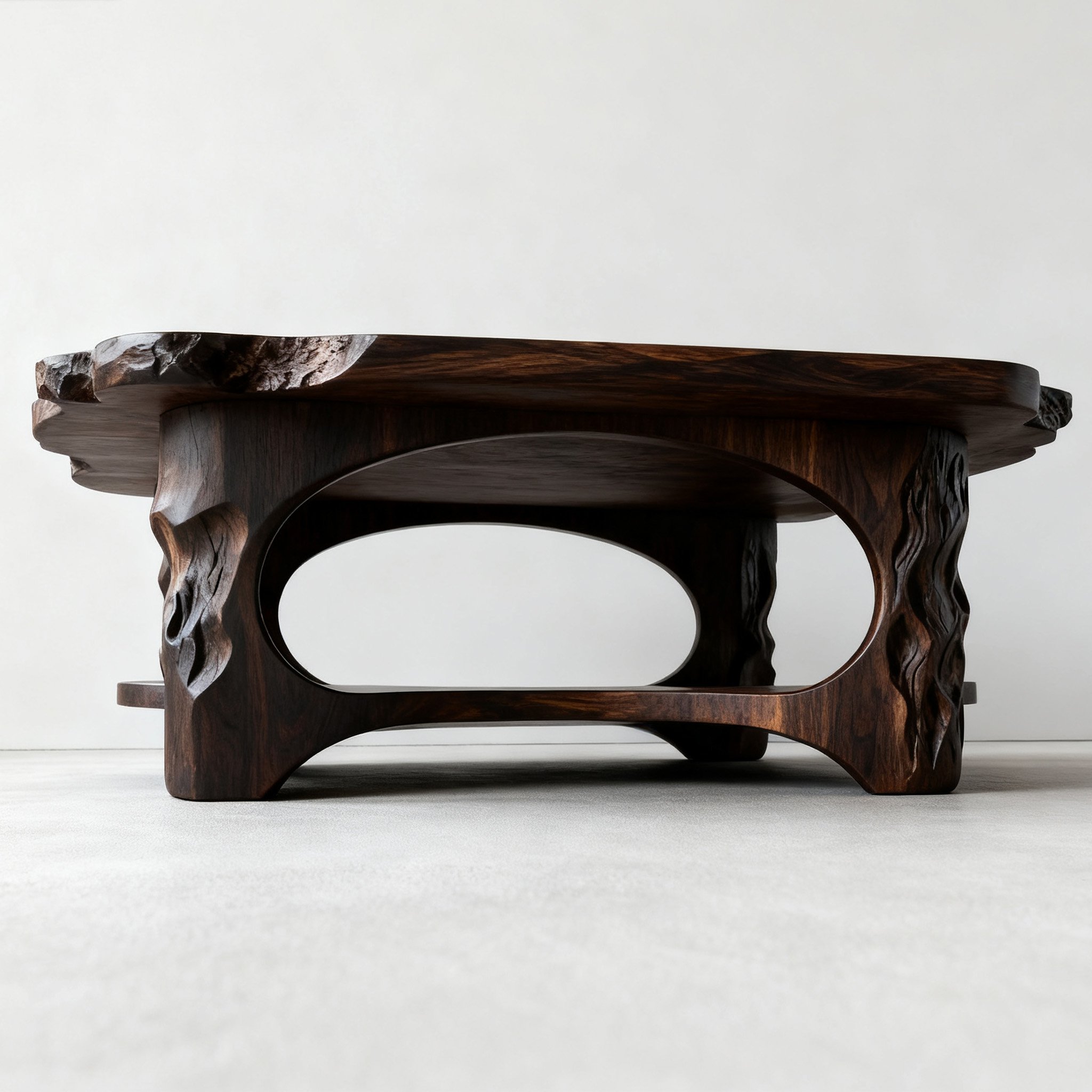 รายละเอียดงานแกะสลักบนโต๊ะน้ำชาไม้