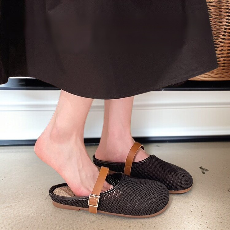 여성 아웃도어 샌들 통풍 메쉬 소프트 빈티지 하프토 슬리퍼 빵신발 샌들