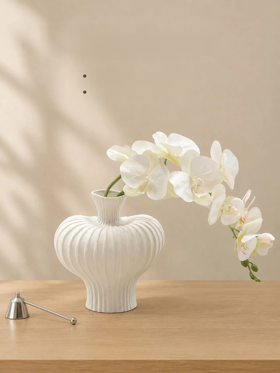 Beautiful desk decoration featuring artificial flowers