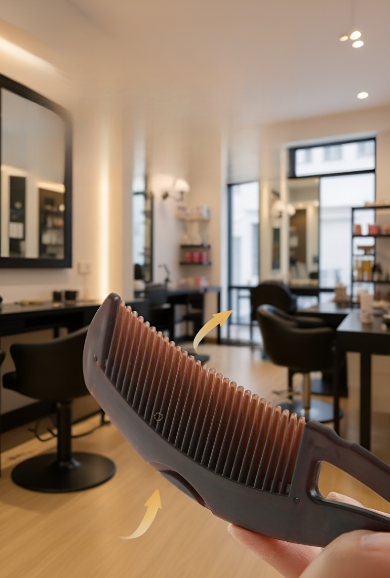 美髪効果のあるマッサージコーム使用例