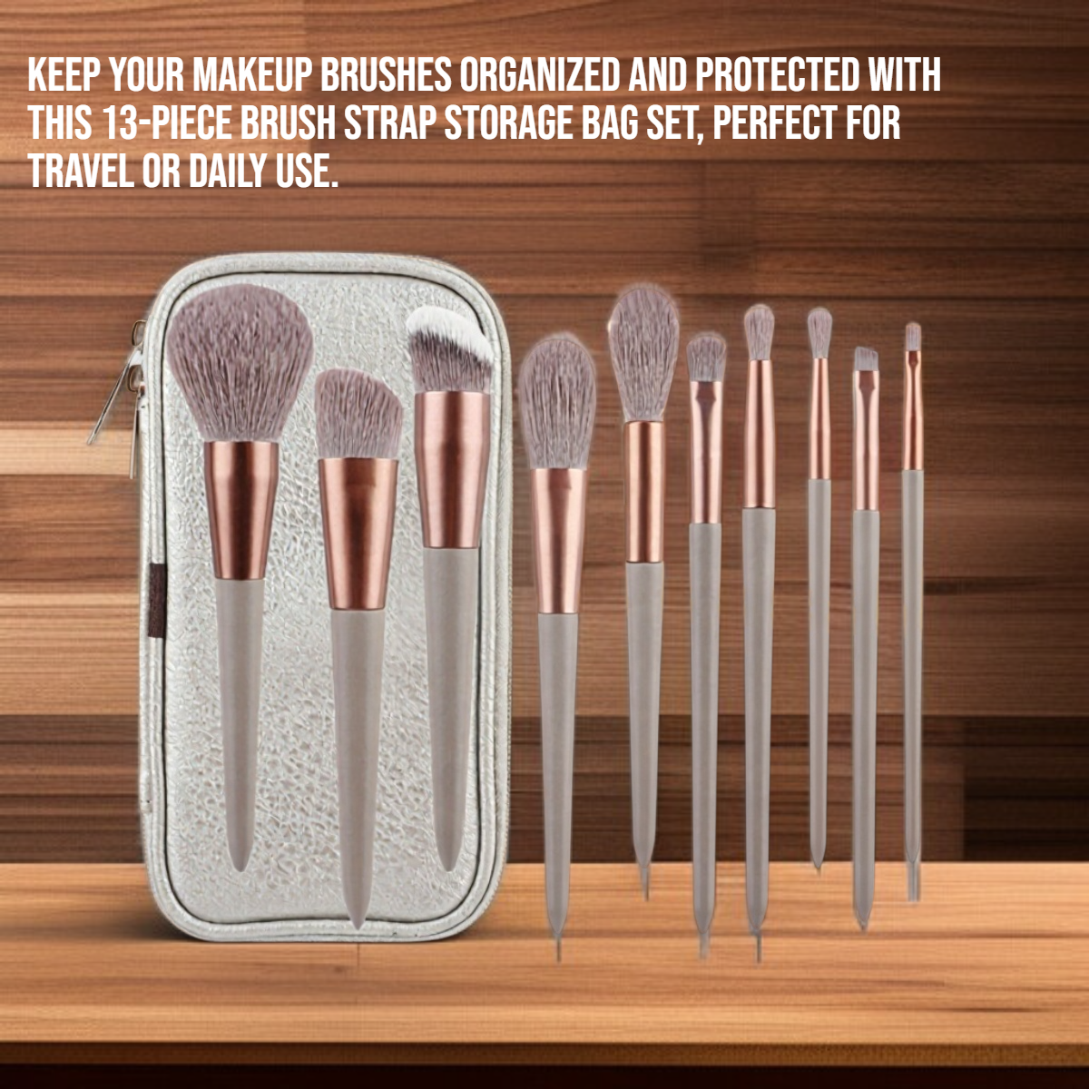 13 makeup brush strap storage bag set