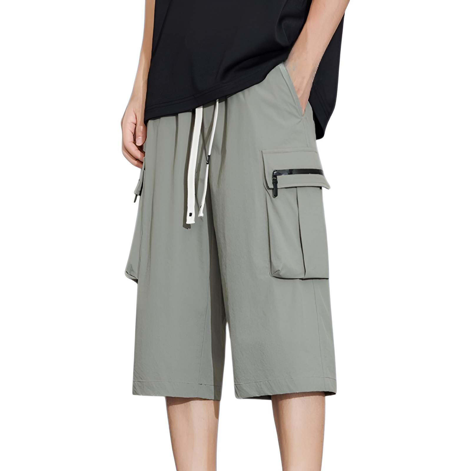 アメリカンスタイルの7点トレンドブランドワークショーツメンズサマーアイスシルクカジュアルパンツルーズスポーツパンツ