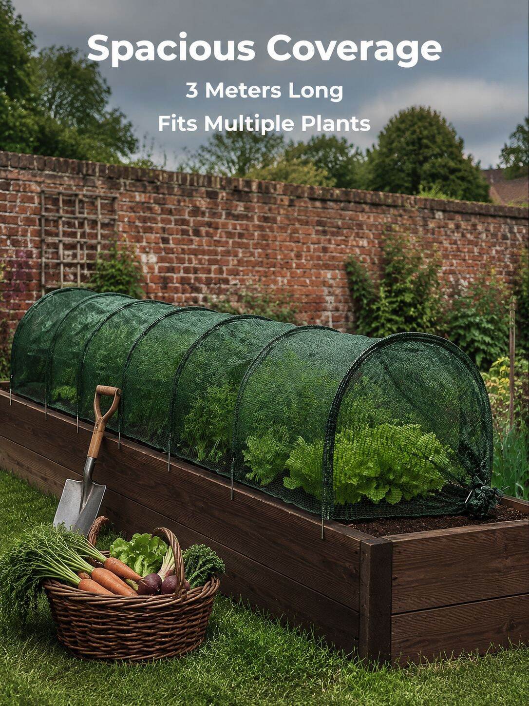 2-in-1 Portable Greenhouse Shade Net, 3m Quick Release Garden Tunnel Cover