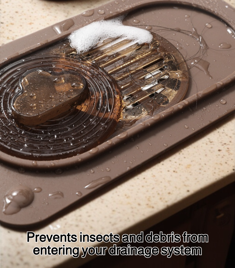 Sliding drain cover installed in bathroom floor