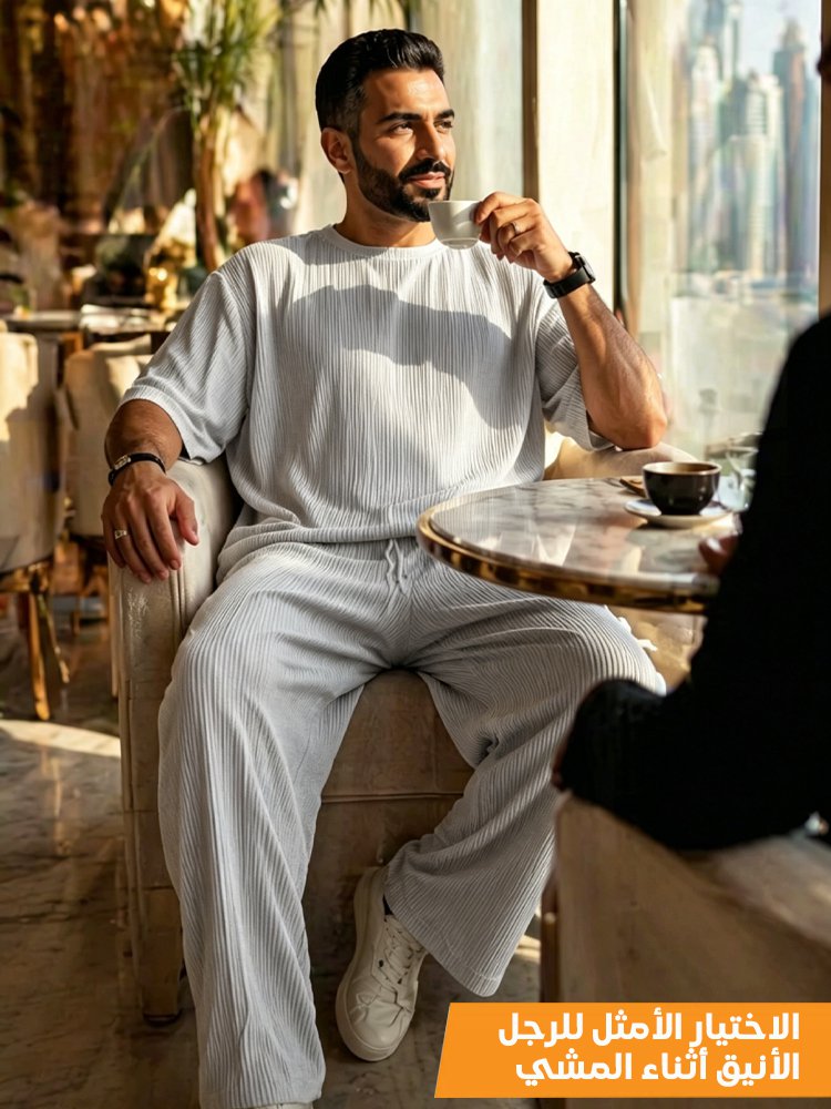 بدلة كاجوال بنمط حريري مرن وناعم 