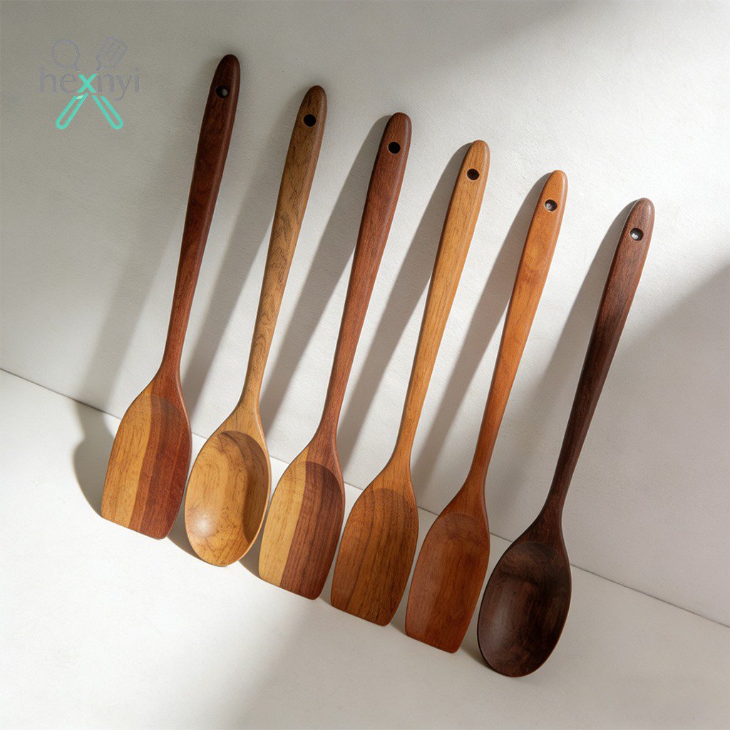 ชุดไม้พายสำหรับทำอาหาร ทำจากไม้ธรรมชาติ ไม่ทาสีและไม่เคลือบแว็กซ์