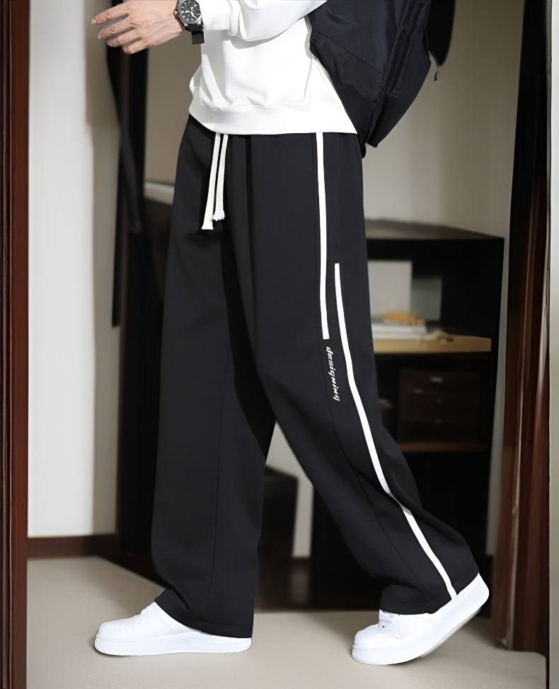 メンズ スポーツ ワイドレッグ ルーズパンツ ロングパンツ 秋冬