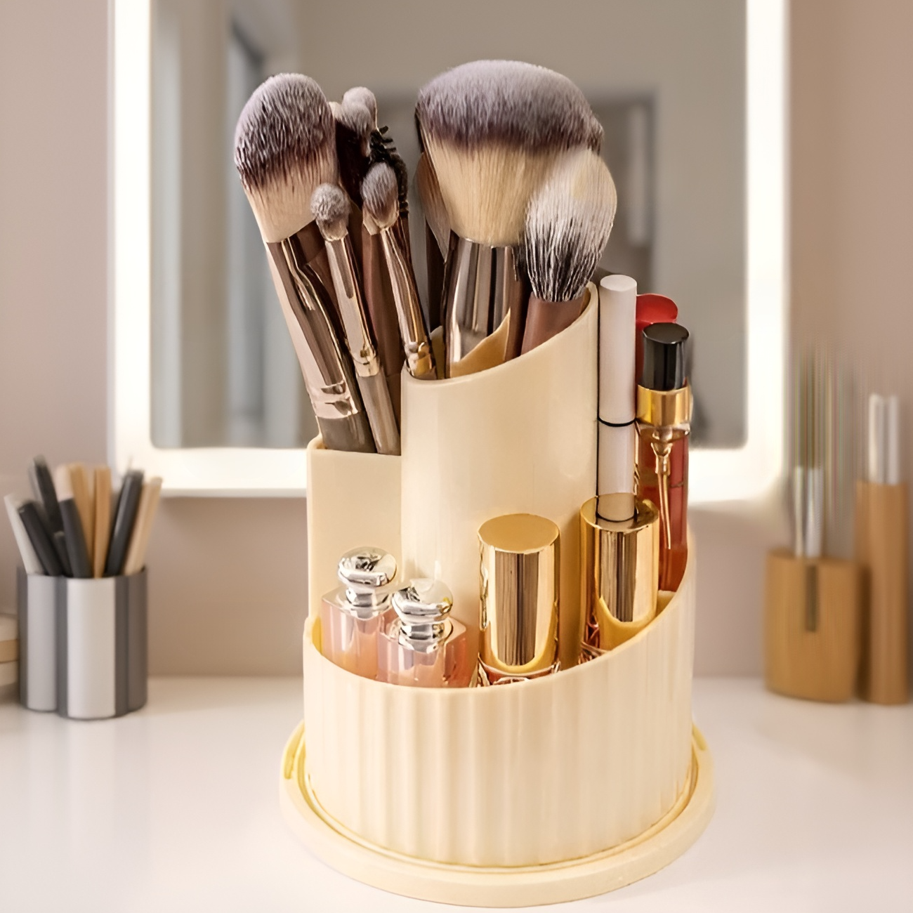 高顏值360度旋轉化妝刷收納筒