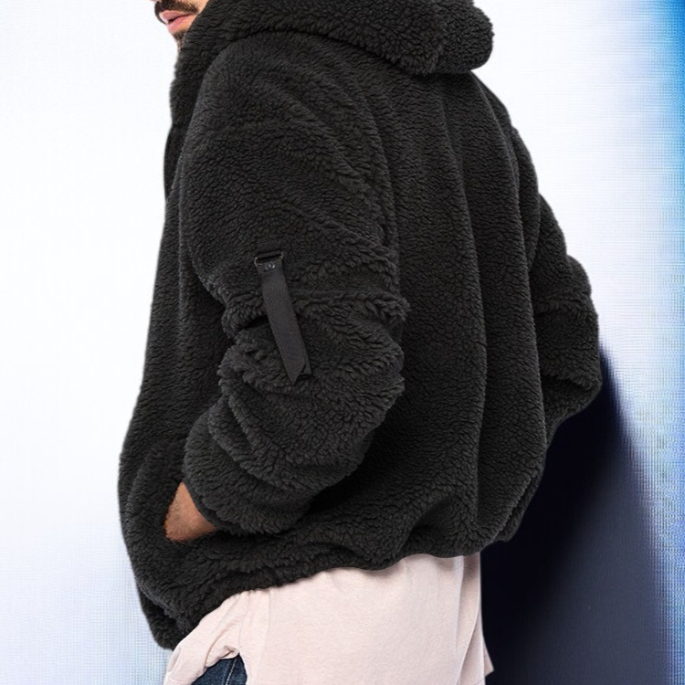 따뜻한 남성 겨울 모직 코트 소재 클로즈업