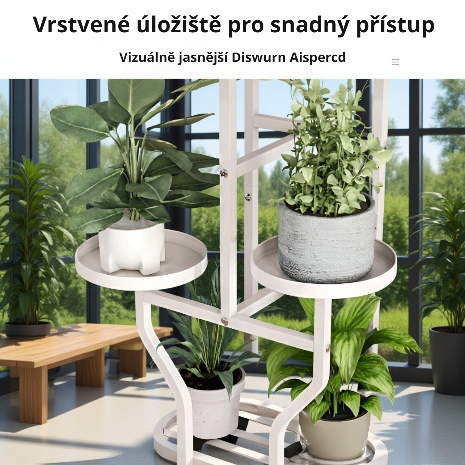 Moderní design stojanu na květiny s otočnými kolečky