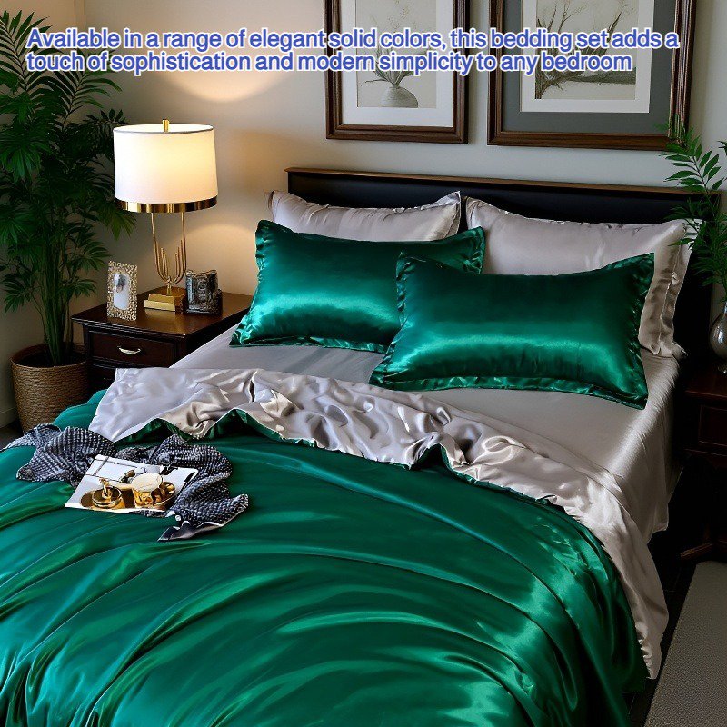 Solid color double-sided ice silk four-piece set