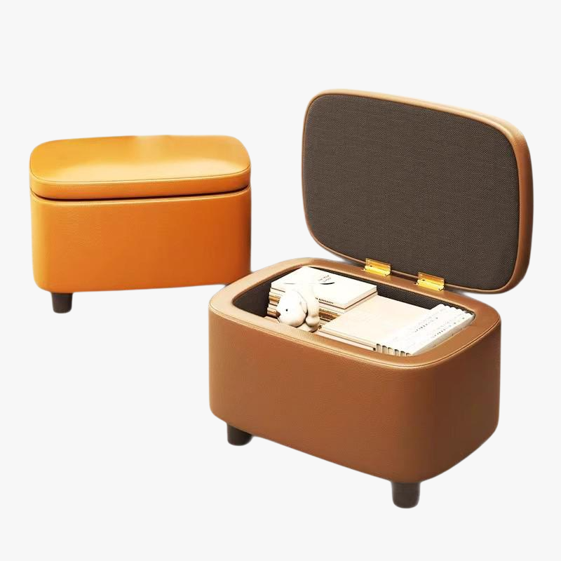 Kleiner Hocker für den Hauseingang, Schuhwechsel-Sofa-Fußhocker aus Leder