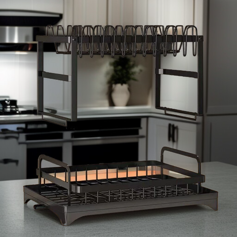 Multi-functional Kitchen Draining Dish Rack Tableware Storage Organizer Shelf