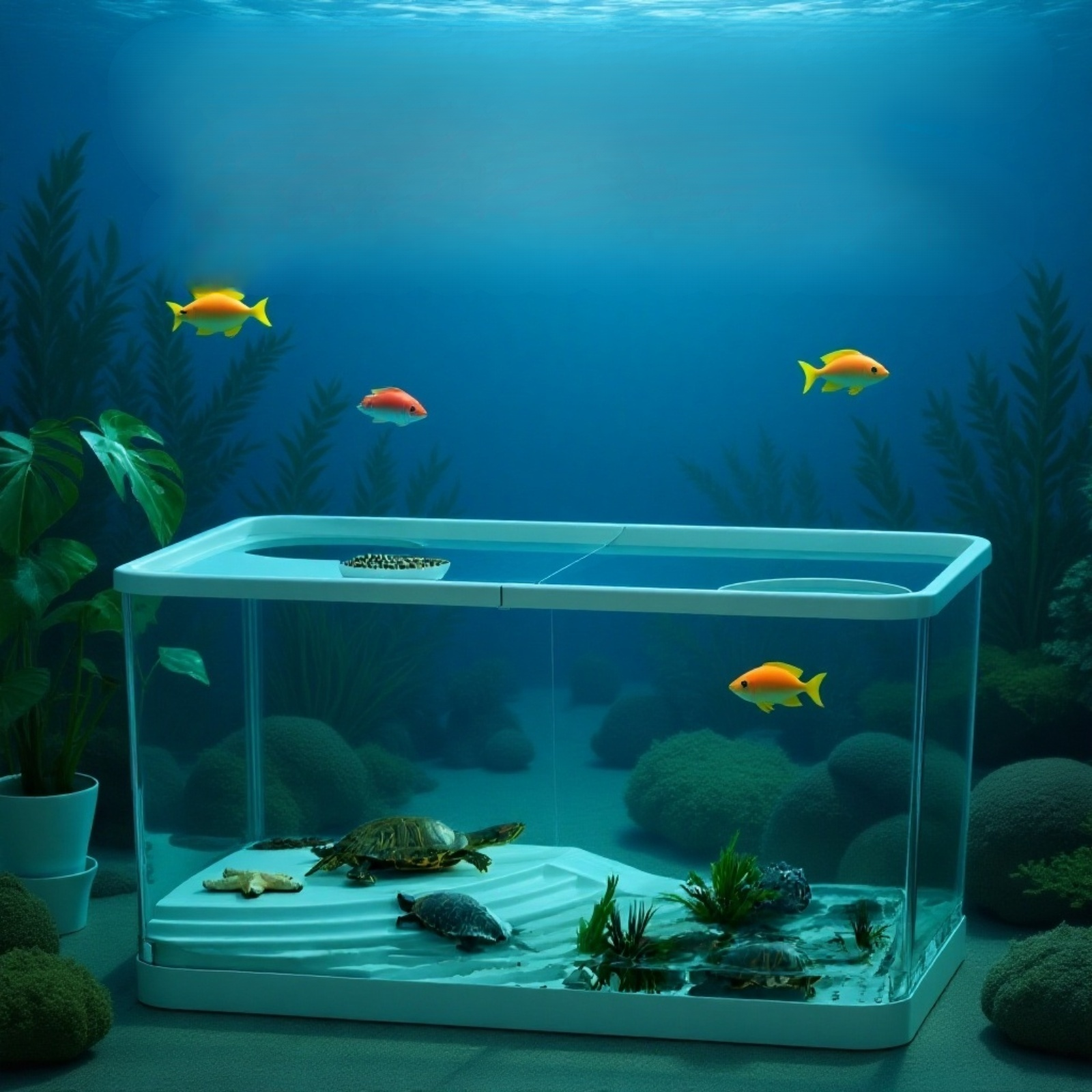 Acuario ecológico de plástico para mascotas, multifuncional, para criar peces y tortugas en el hogar